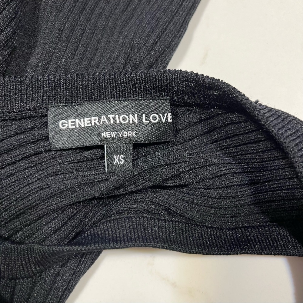 Generation Love Black Stretch Rib Knit V Neck Dress Xs - Picture 5 of 6